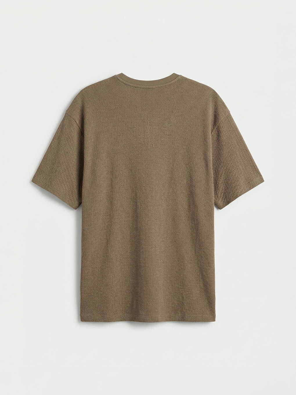 Kahverengi Oversize Bisiklet Yaka Erkek Tişört-5