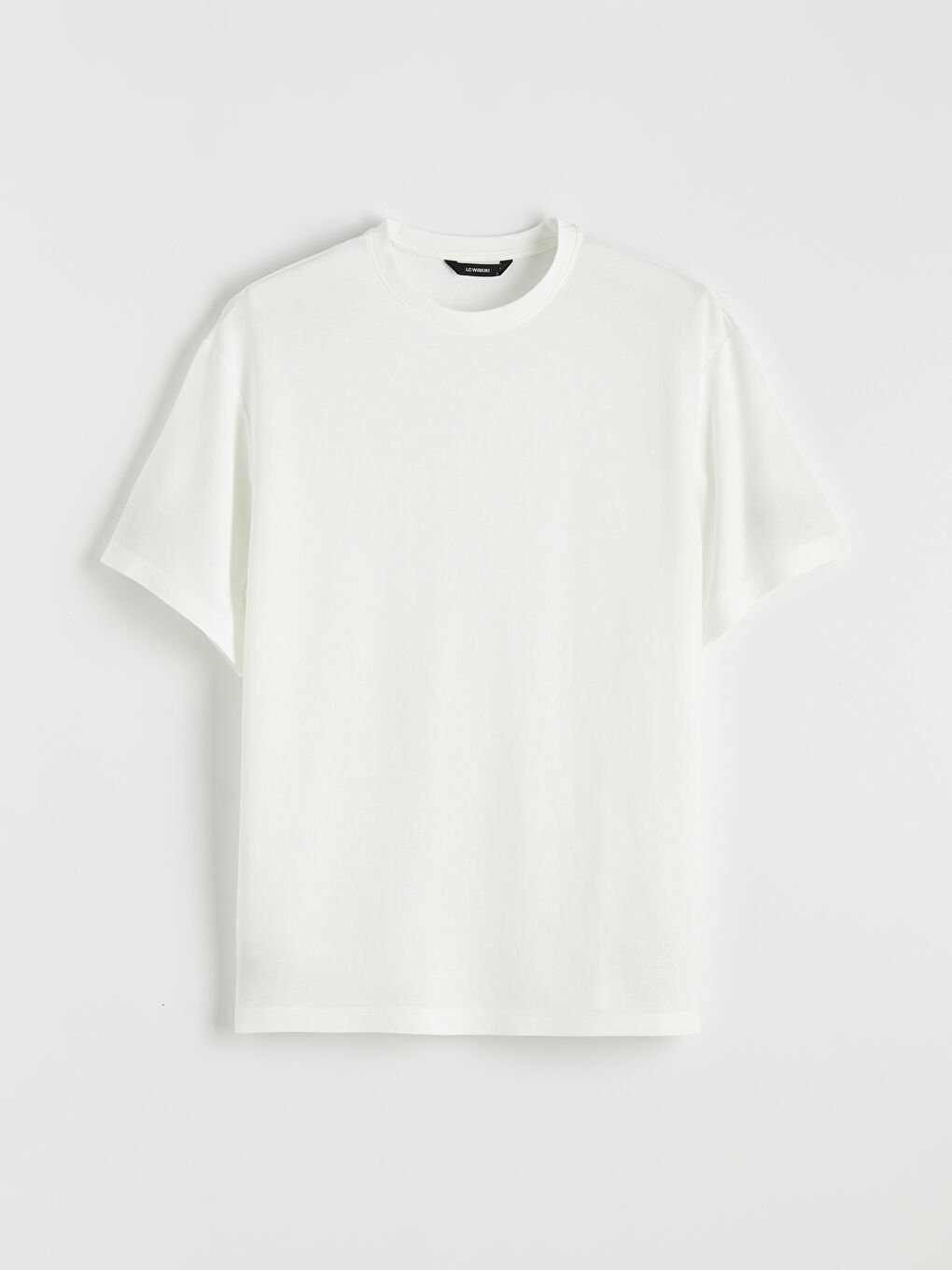 Beyaz Bisiklet Yaka Erkek Tişört-4