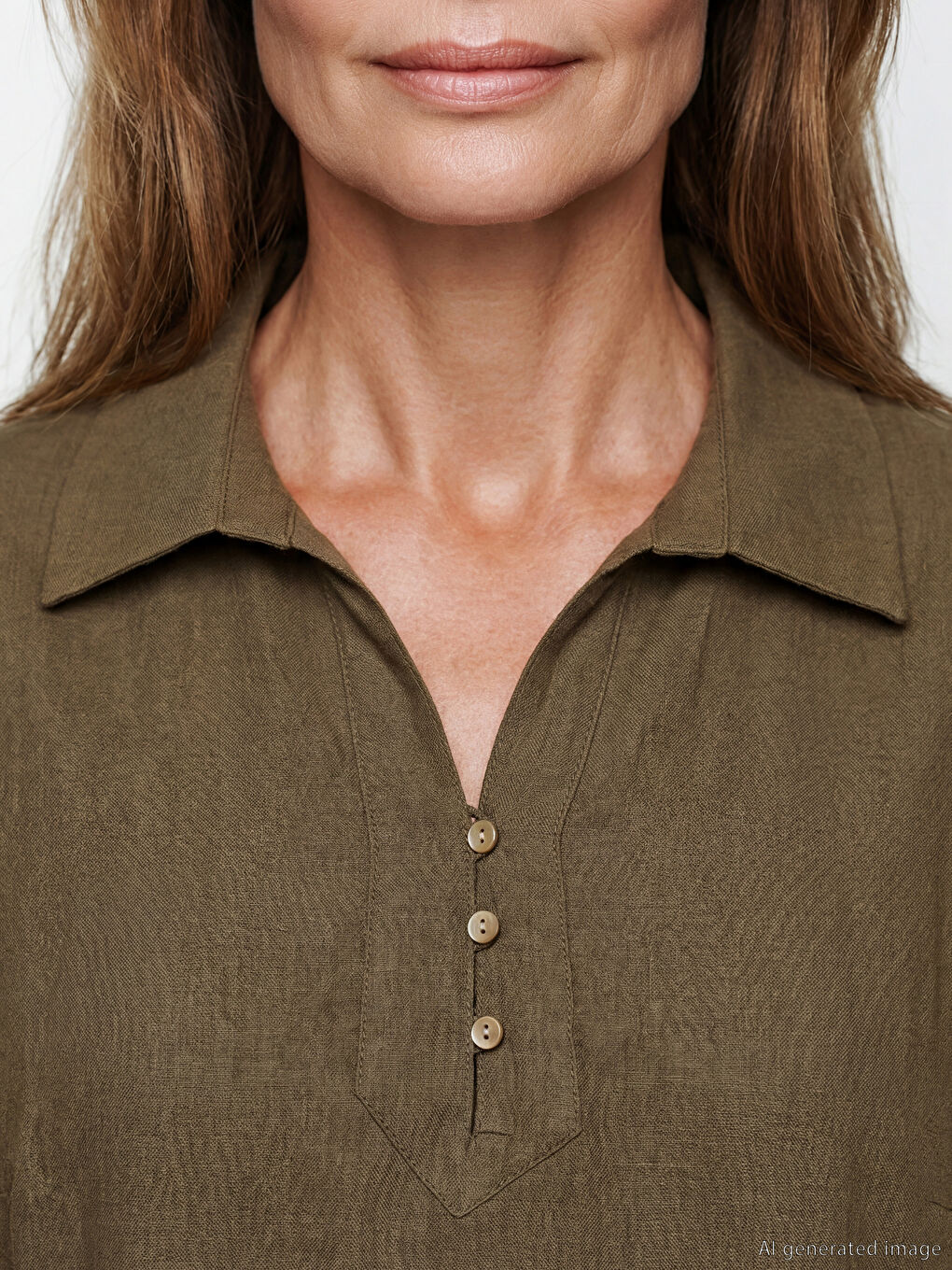 Yeşil Gömlek Yaka Dokulu Elbise-3