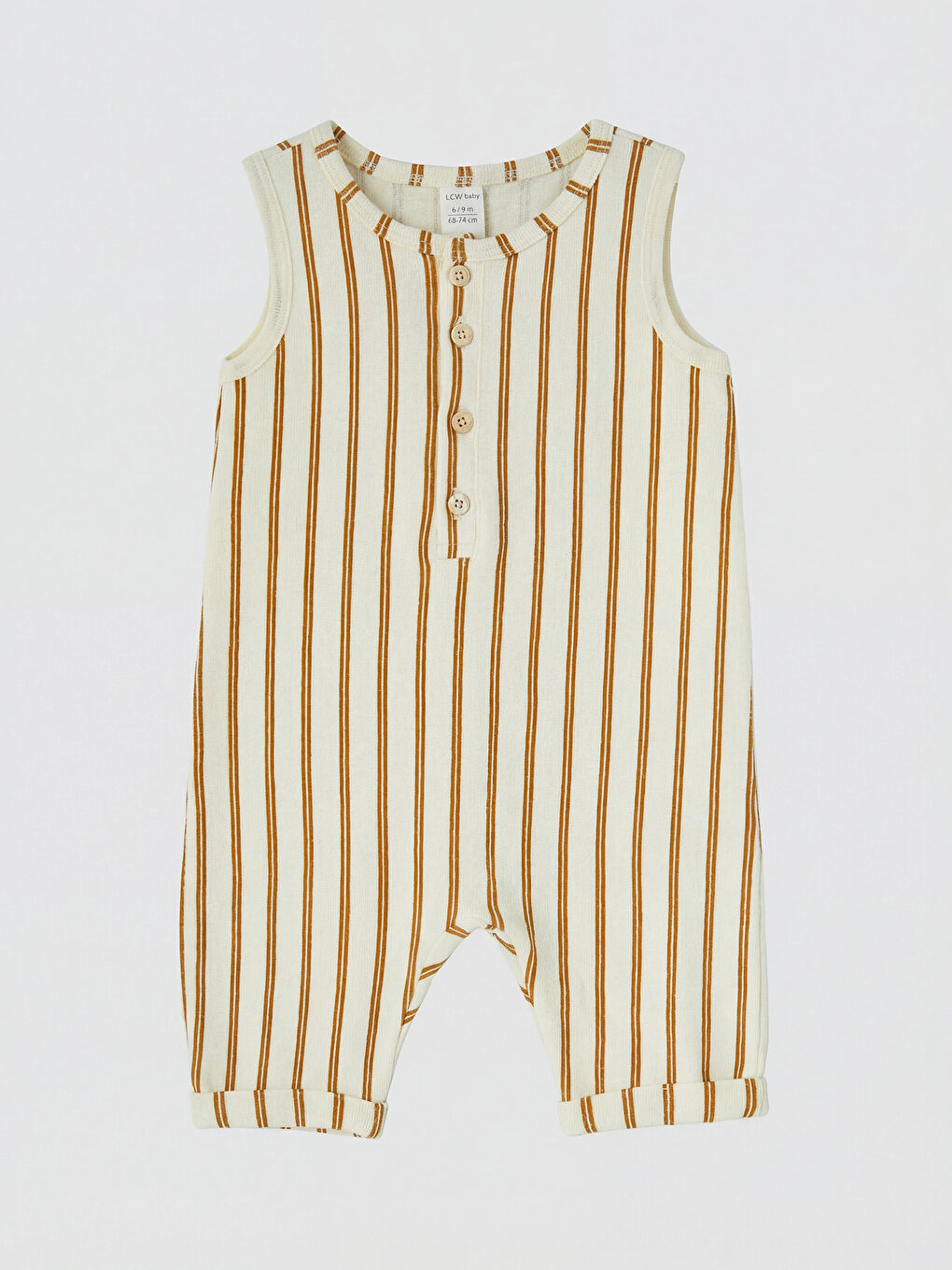 Ekru Çizgili Erkek Bebek Tulum
