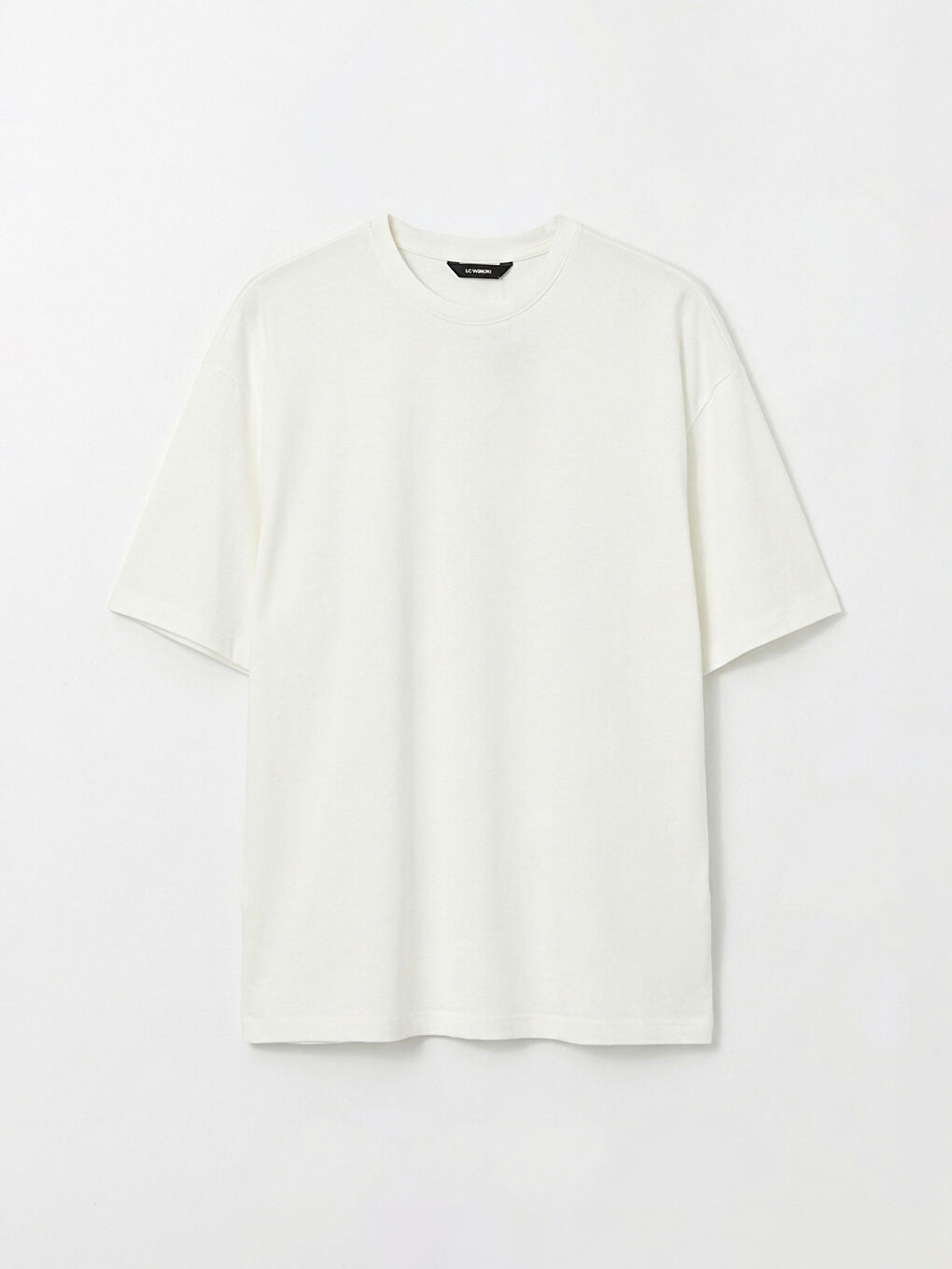 Beyaz Bisiklet Yaka Erkek Tişört-4