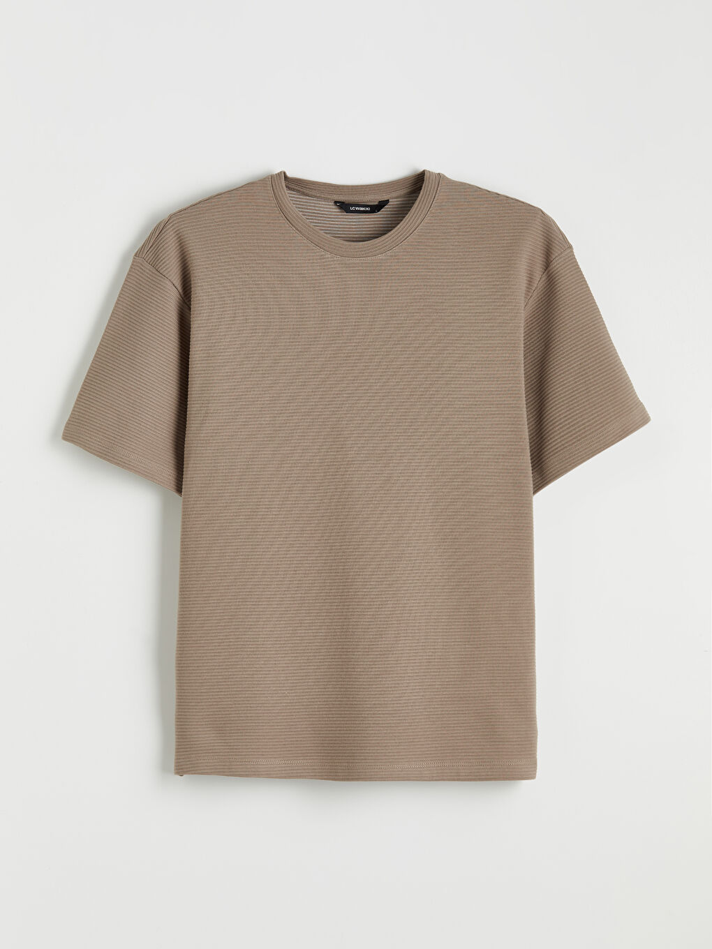 Kahverengi Bisiklet Yaka Çizgili Erkek Tişört-4