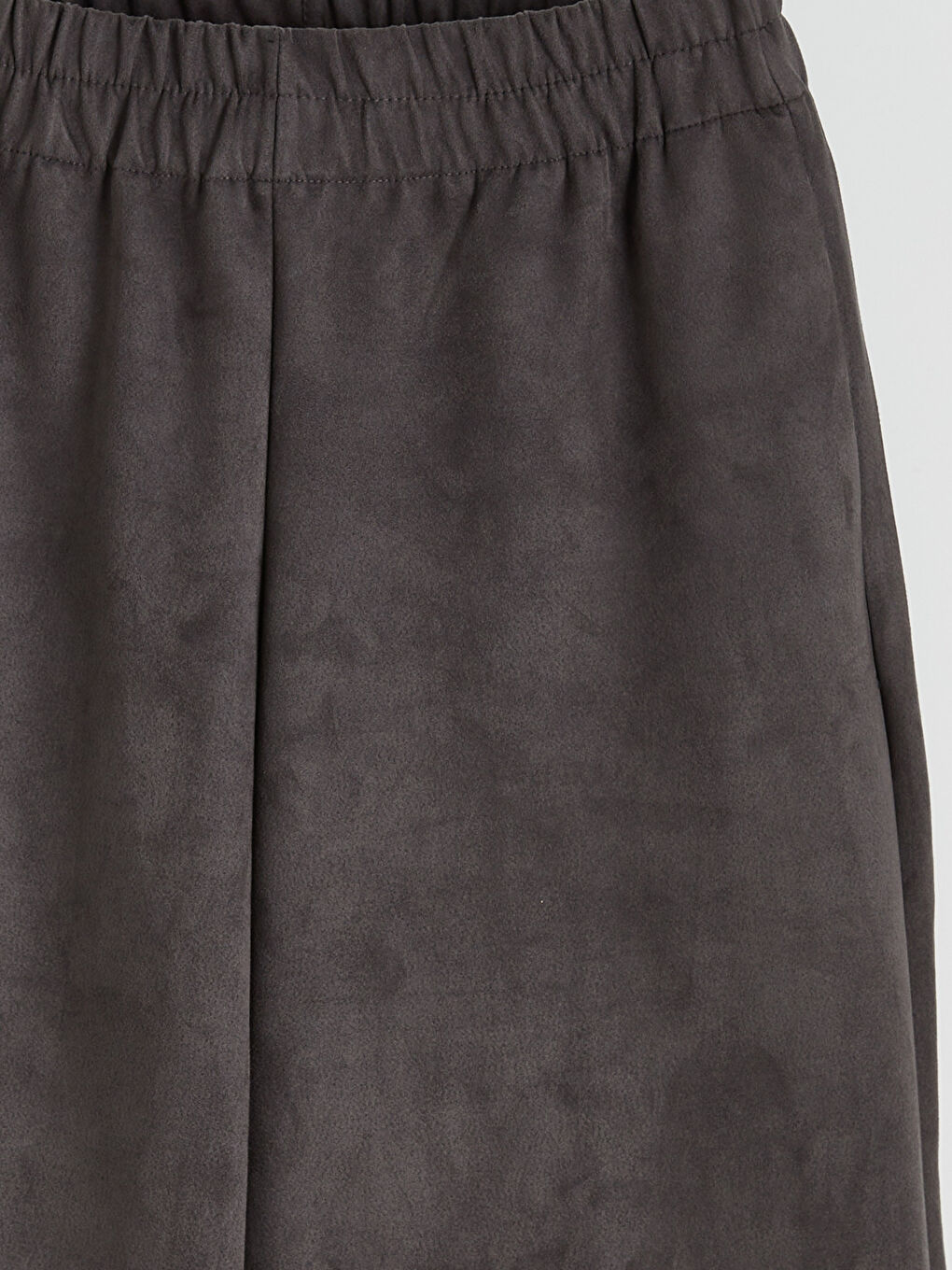 Antrasit Beli Lastikli Süet Görünümlü Kadın Pantolon-5