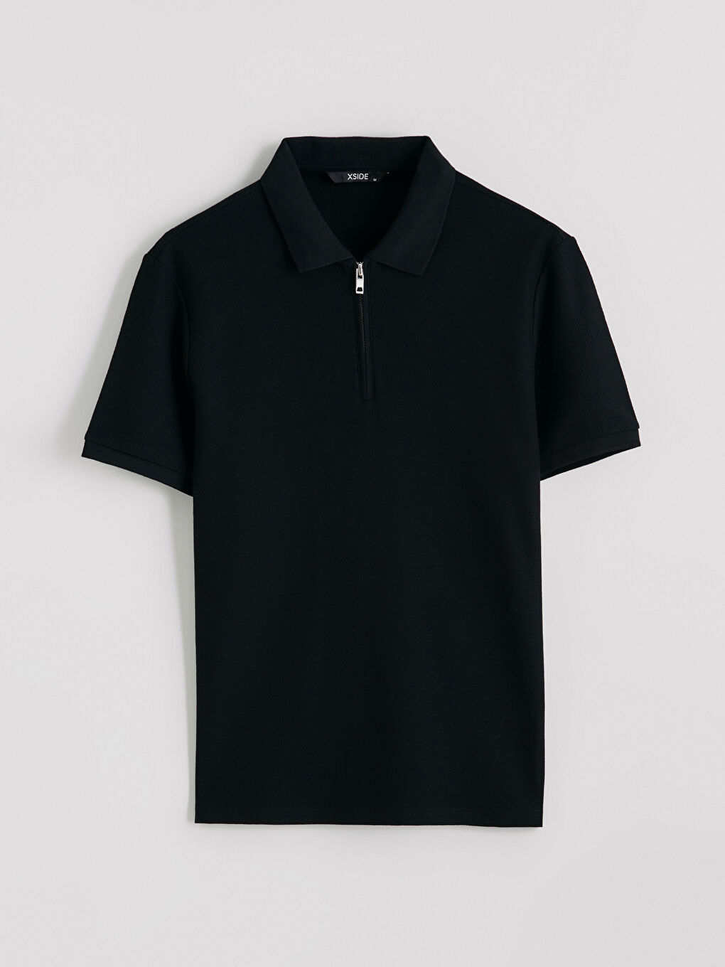 Siyah Polo Yaka Penye Erkek Tişört-4