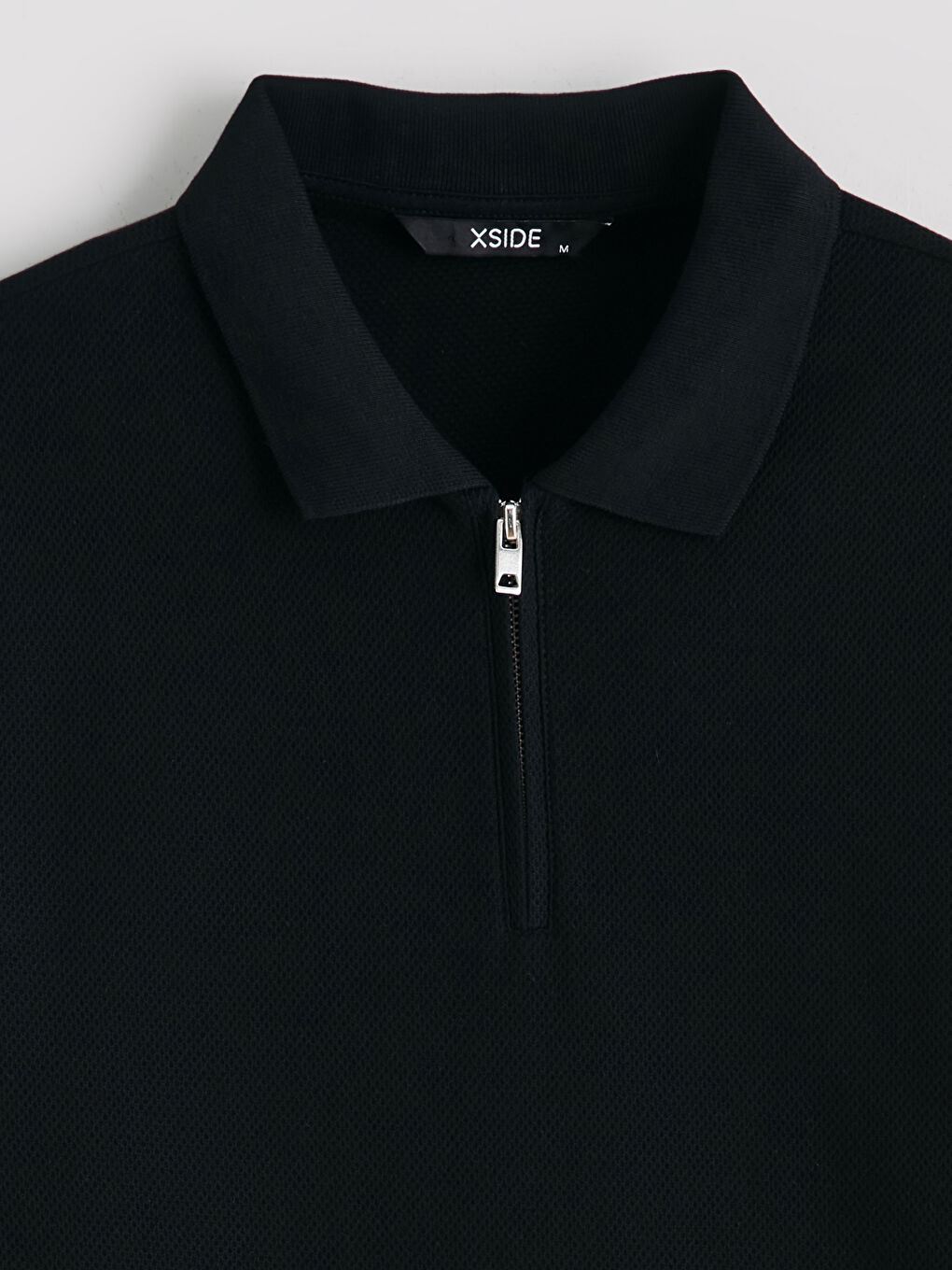 Siyah Polo Yaka Penye Erkek Tişört-5