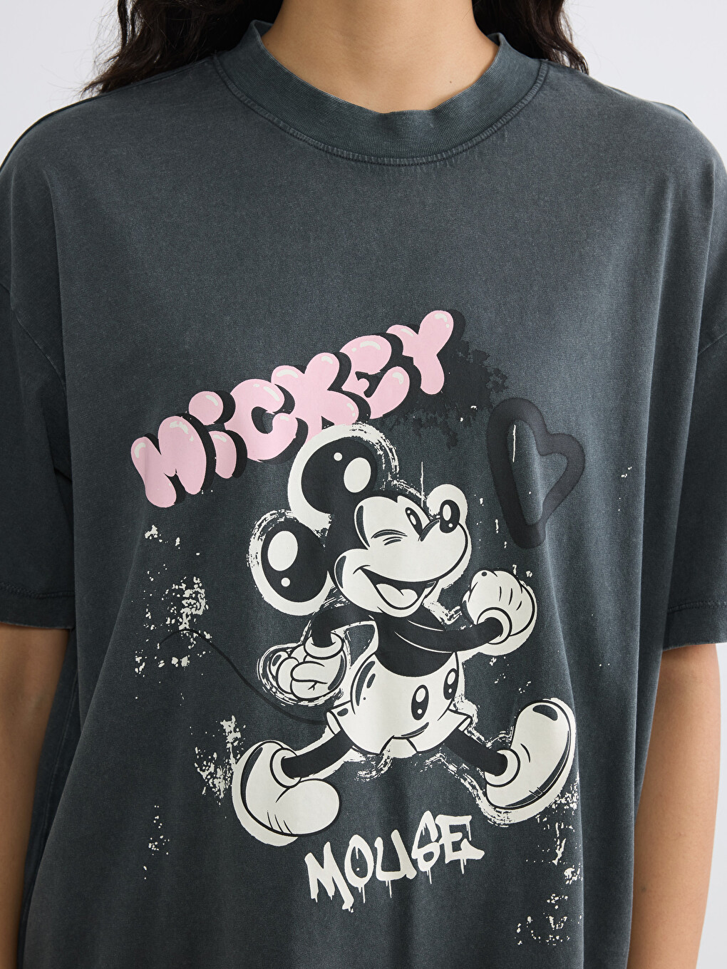 Mickey Mouse Baskılı Kadın Tişört-2