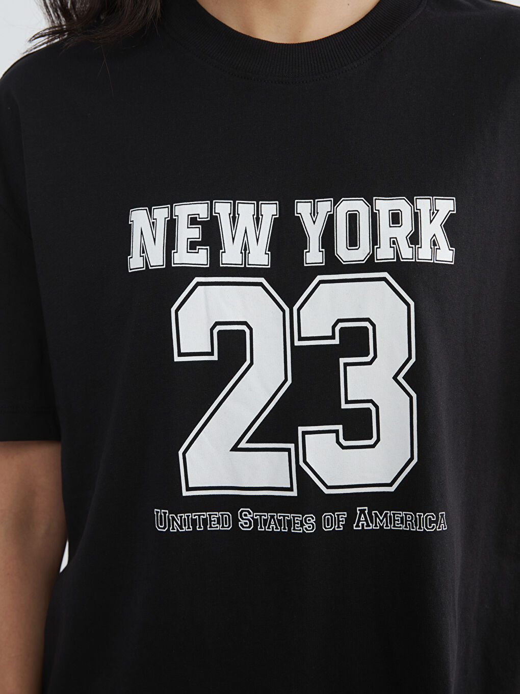 მრგვალი საყელო New York ნაბეჭდი ქალის მაისური-2