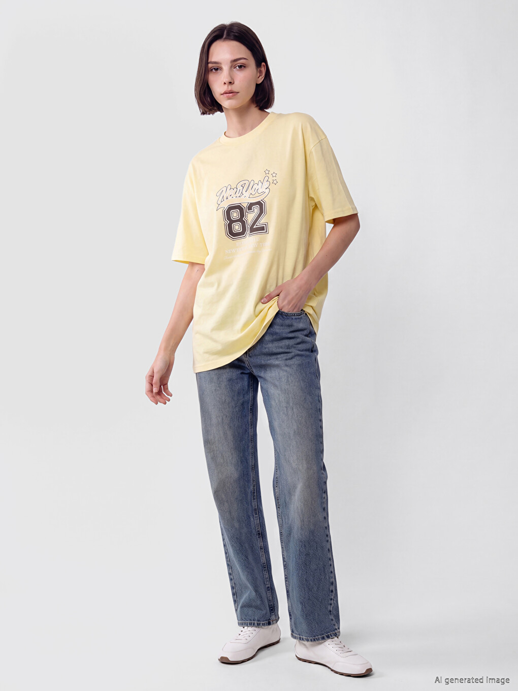 Crew Neck New York Printed Women's Tunic-1