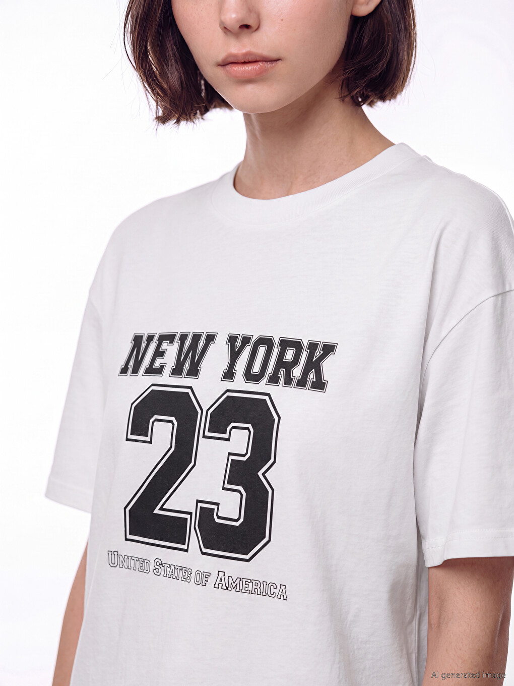 T-shirt À Col Rond Imprimé New York Pour Femme-2