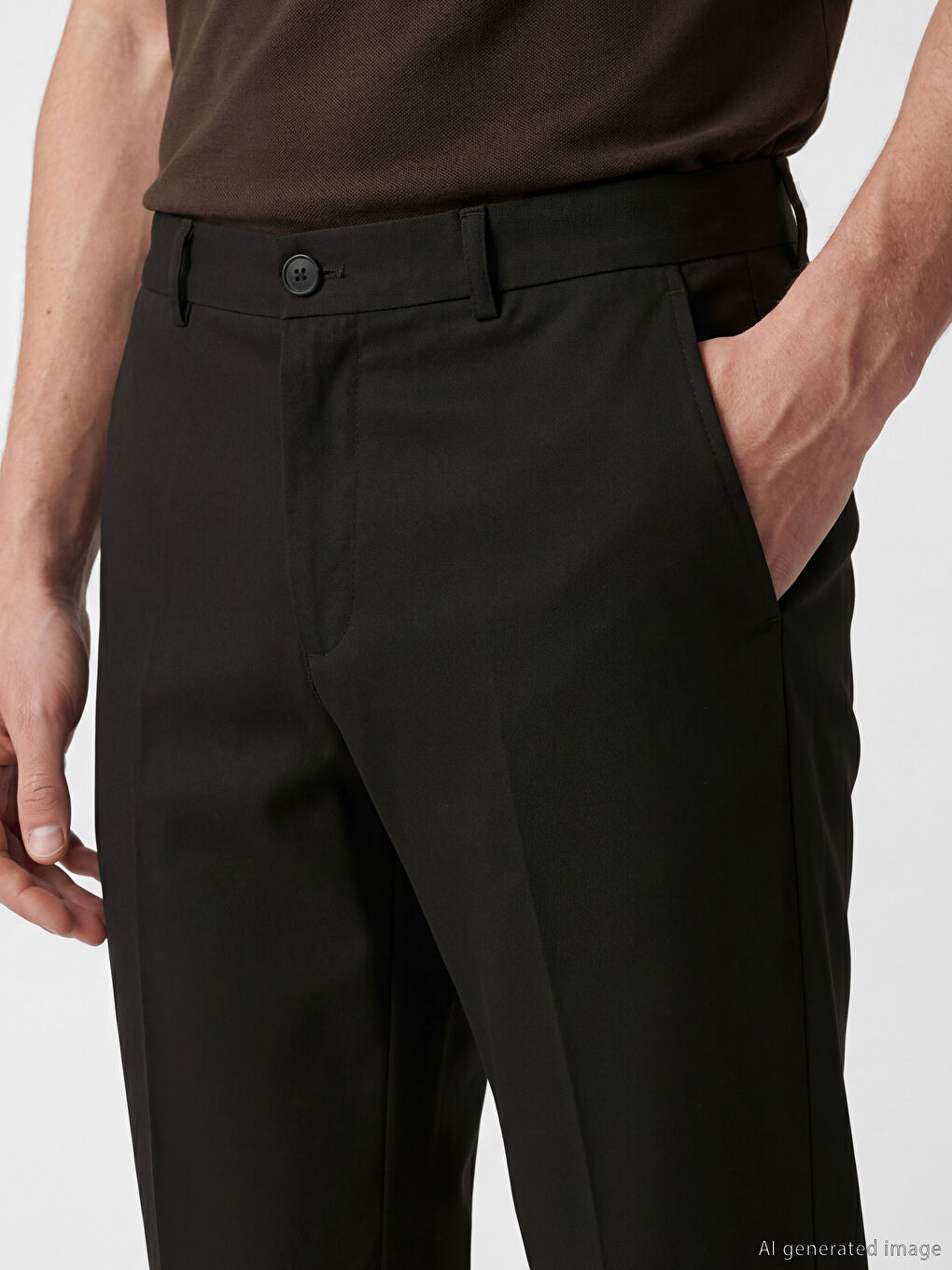 Kahverengi Standart Kalıp Erkek Pantolon-2