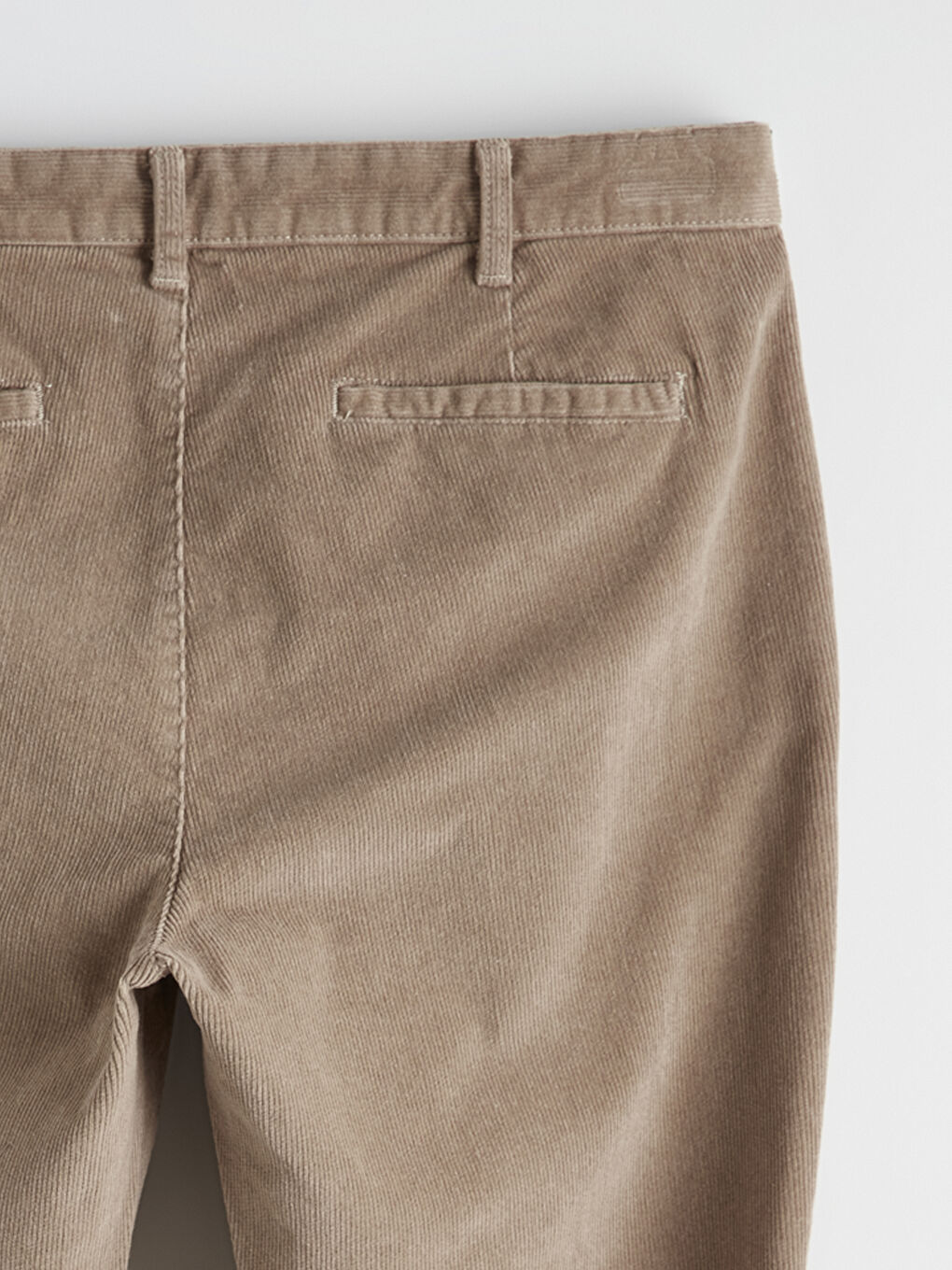 Bej Standart Kalıp Kadife Erkek Pantolon-2