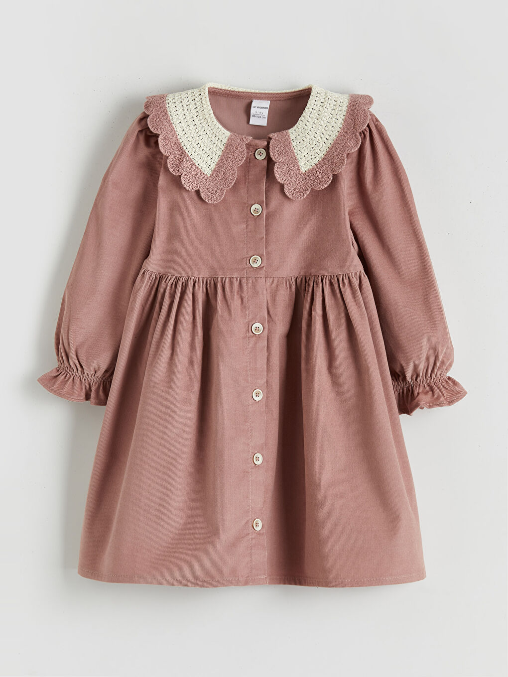 Pembe Bebe Yaka Kız Çocuk Elbise