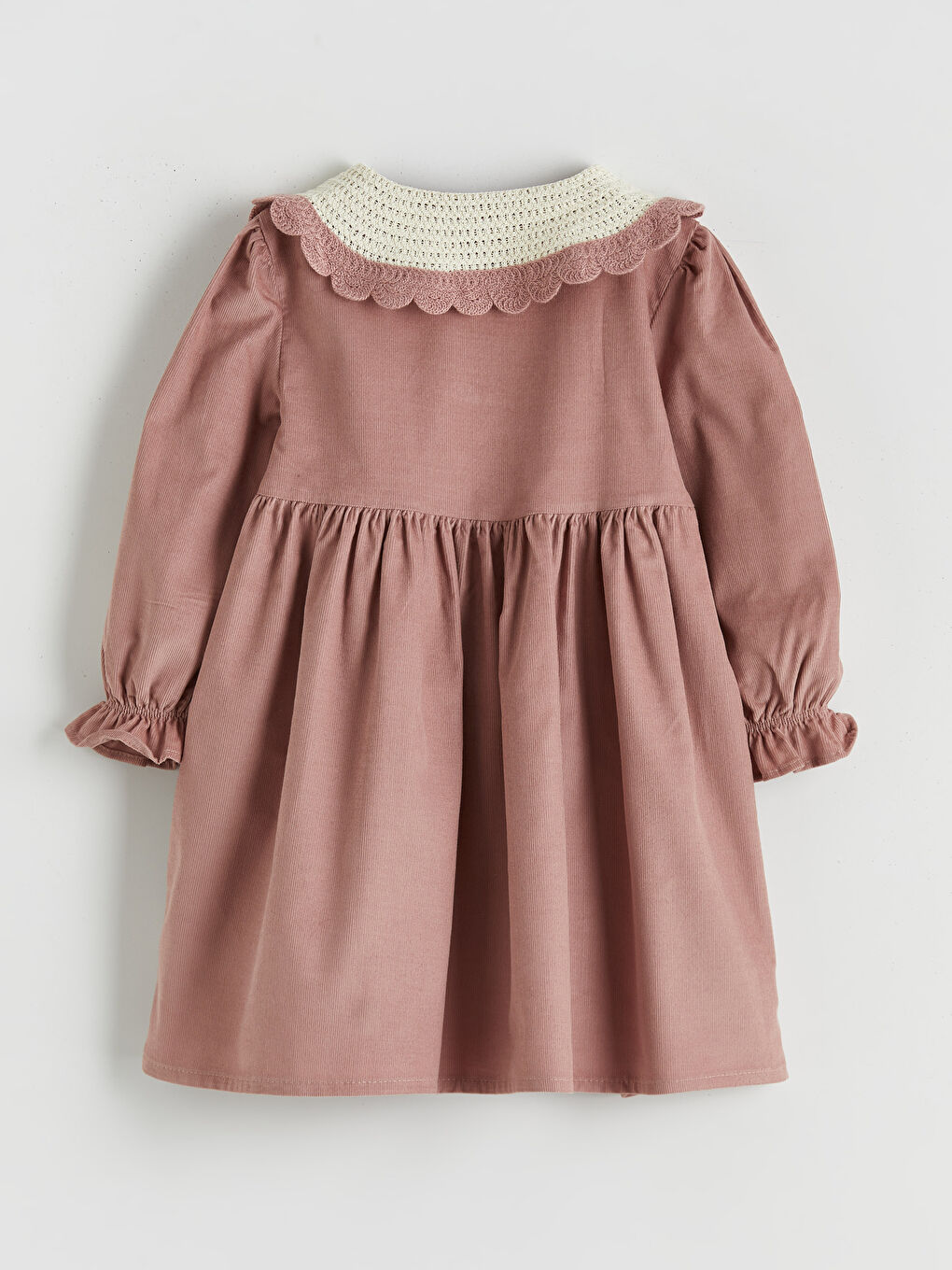 Pembe Bebe Yaka Kız Çocuk Elbise-1