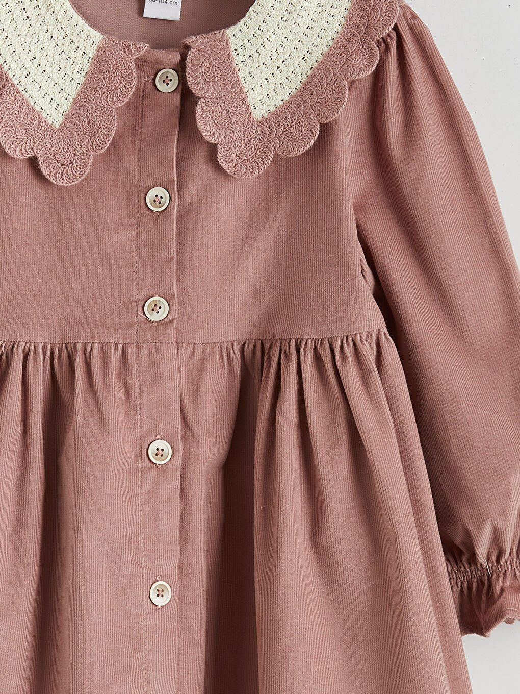 Pembe Bebe Yaka Kız Çocuk Elbise-2