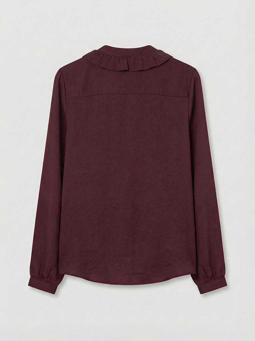 Mürdüm Kaçık Yaka Fırfırlı Bluz-1