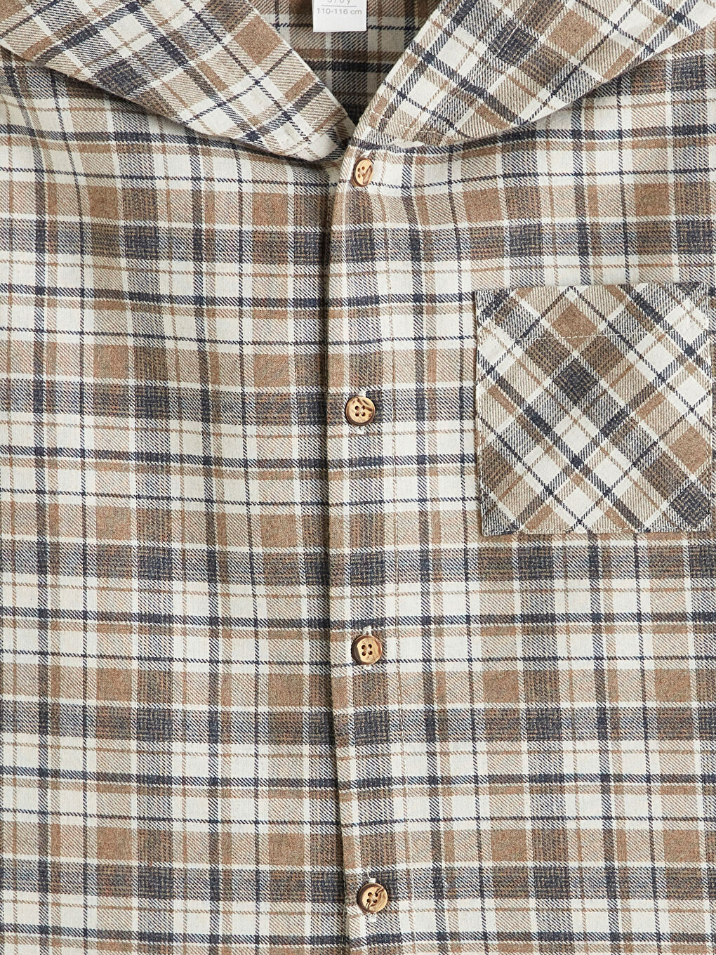 Bej Ekose Desenli Kapüşonlu Erkek Çocuk Gömlek-1