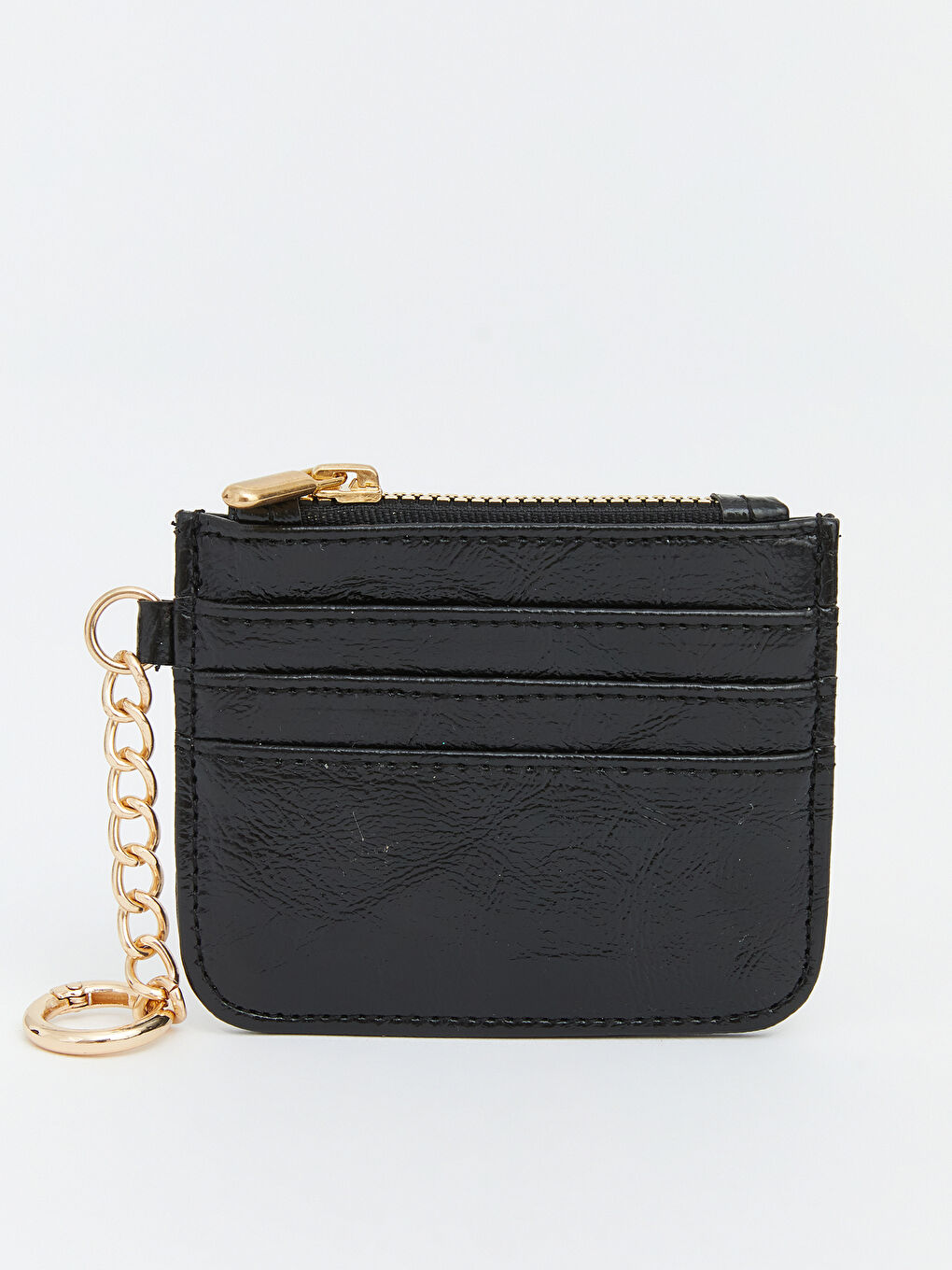 Siyah Deri Görünümlü Kadın Kartlık