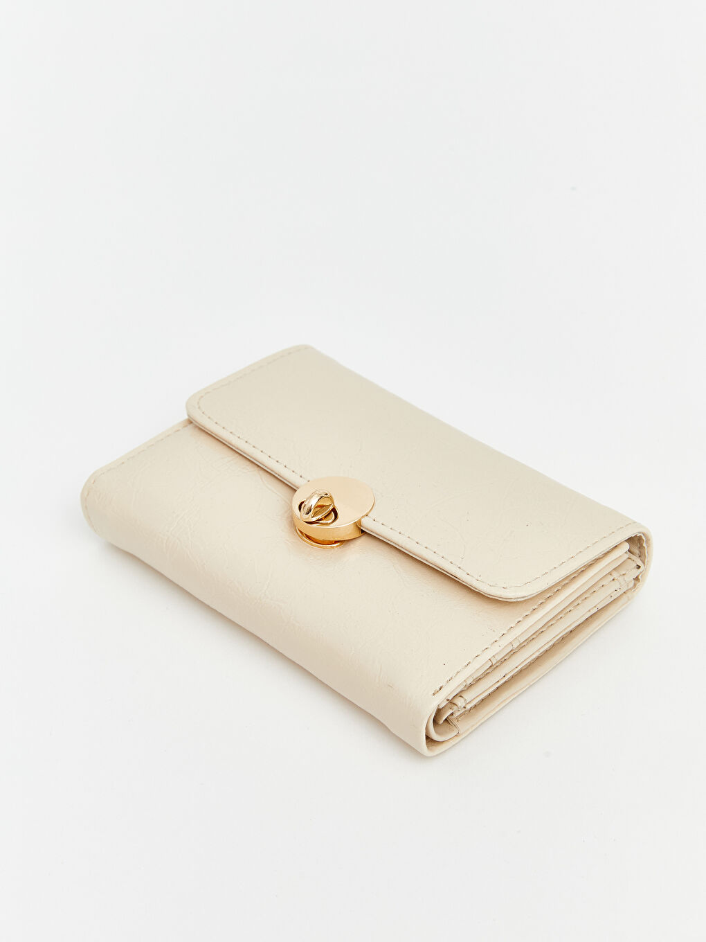 Ekru Çıtçıt Kapamalı Kadın Cüzdan-1