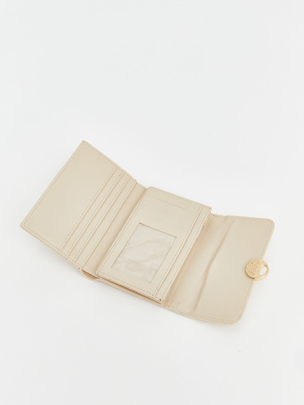 Ekru Çıtçıt Kapamalı Kadın Cüzdan-2