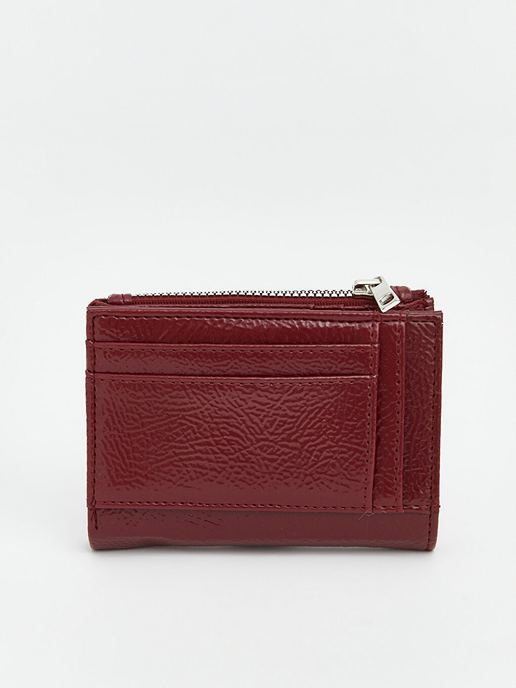 Bordo Deri Görünümlü Kadın Cüzdan