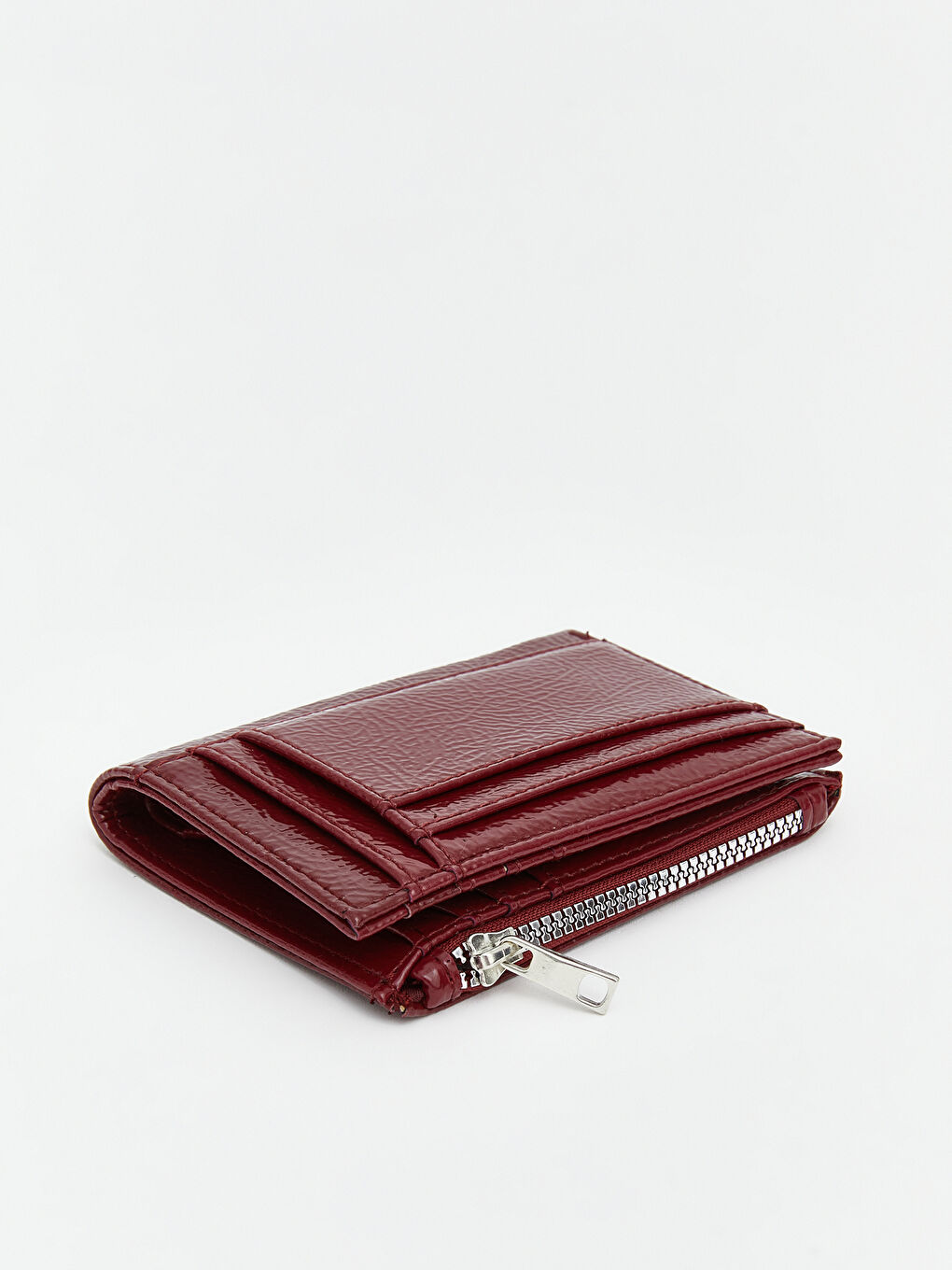 Bordo Deri Görünümlü Kadın Cüzdan-1