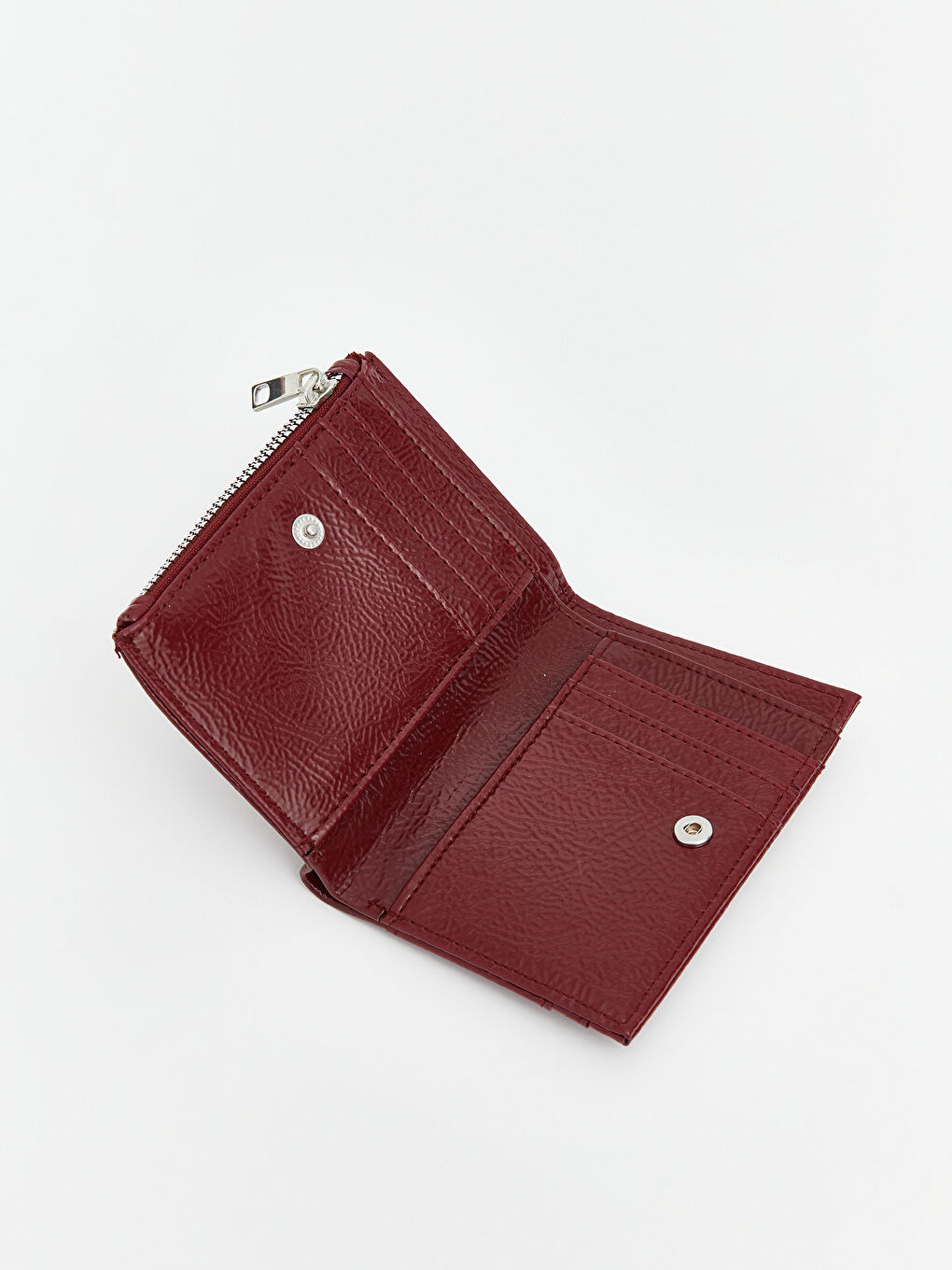 Bordo Deri Görünümlü Kadın Cüzdan-2