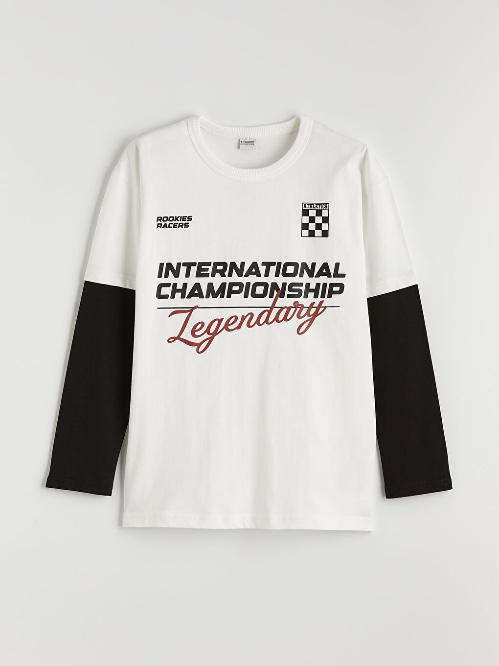 Ekru Bisiklet Yaka Baskılı Erkek Çocuk Tişört