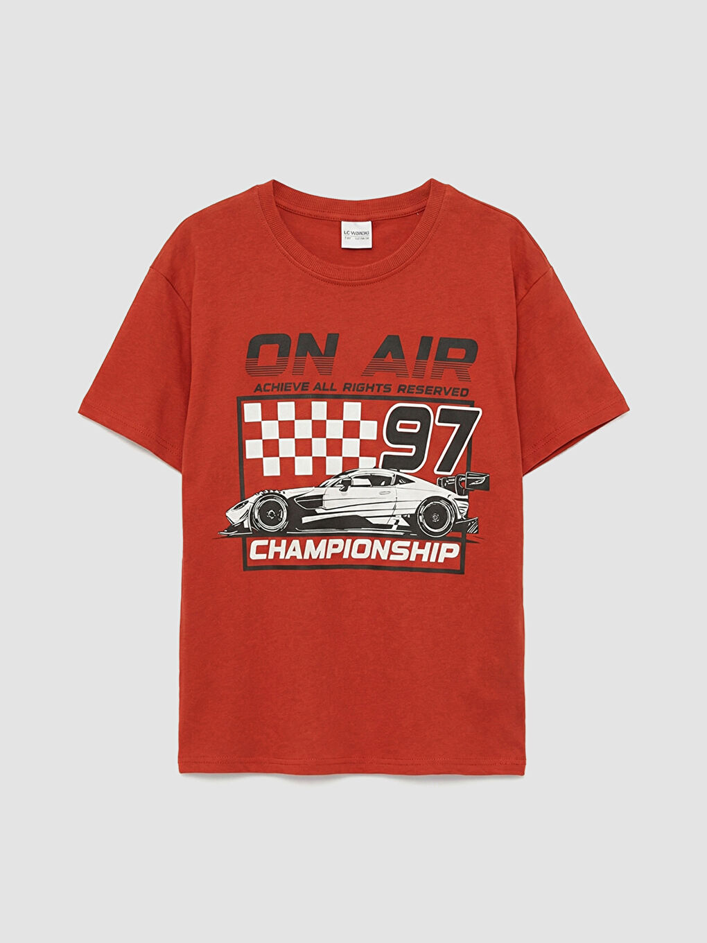 Turuncu Bisiklet Yaka Baskılı Erkek Çocuk Tişört