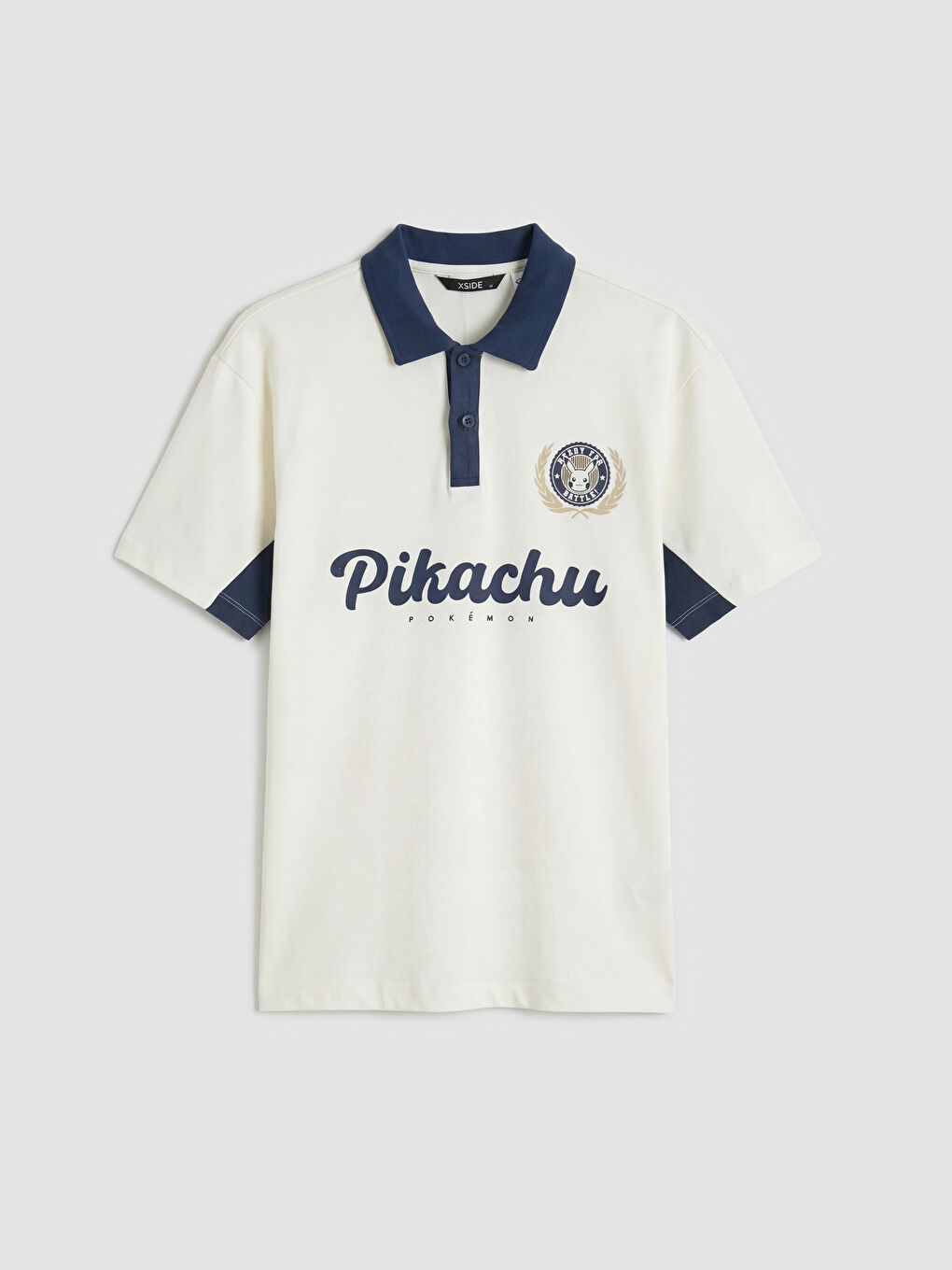 Ekru Polo Yaka Pokemon Baskılı Erkek Tişört