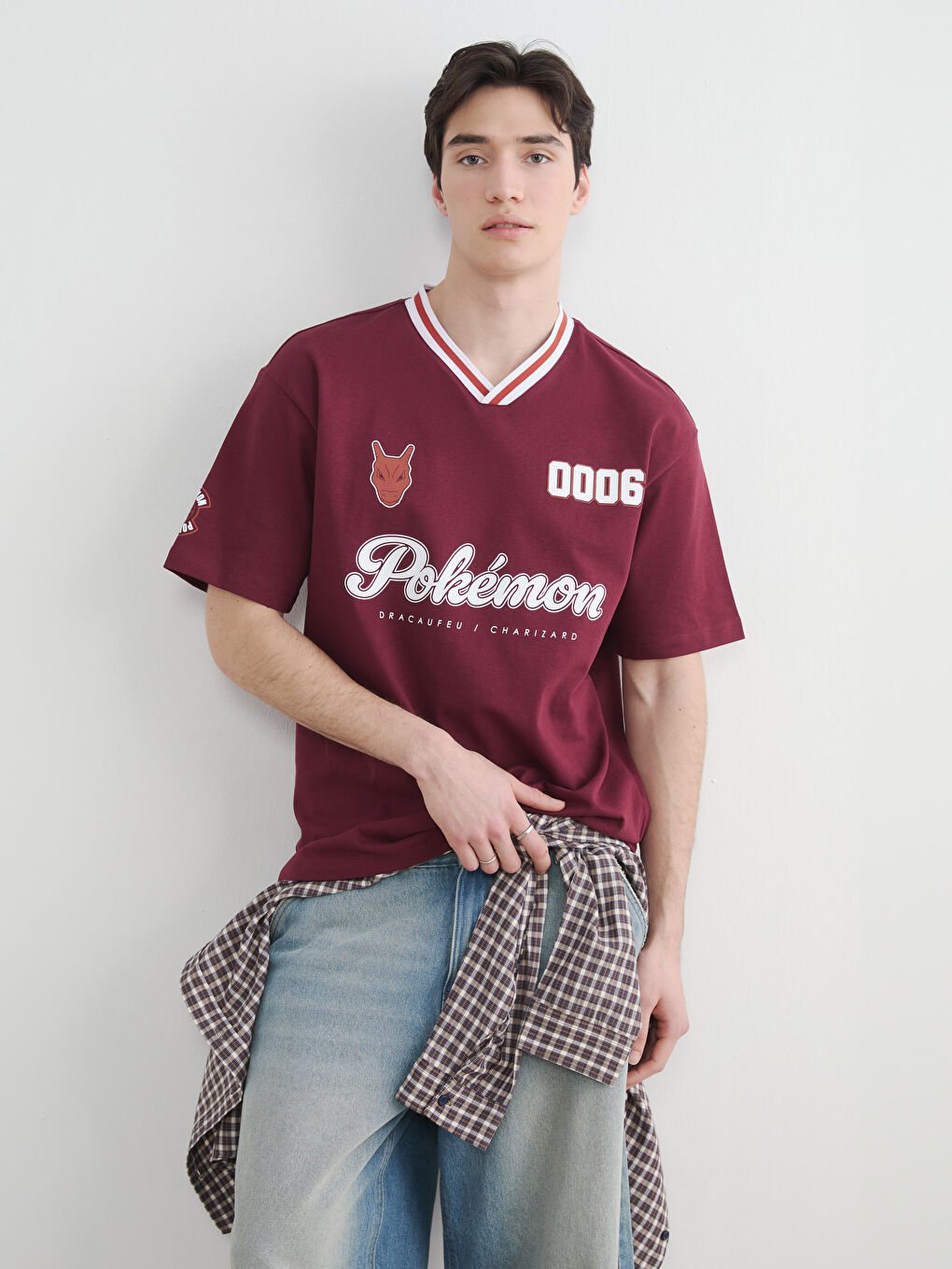 Bordo Pokemon Baskılı Erkek Tişört