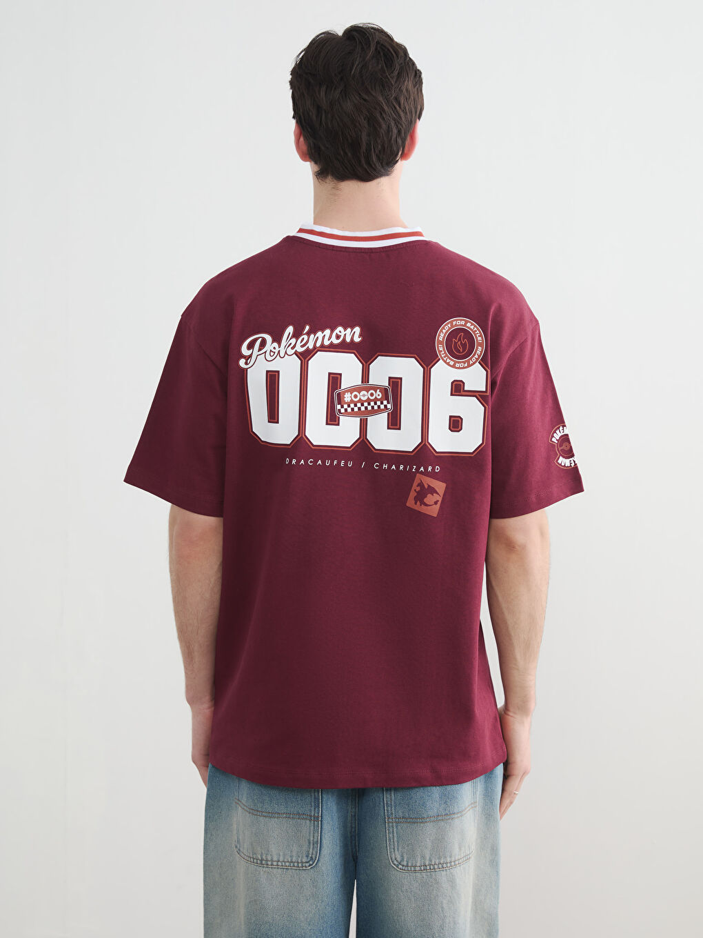 Bordo Pokemon Baskılı Erkek Tişört-3