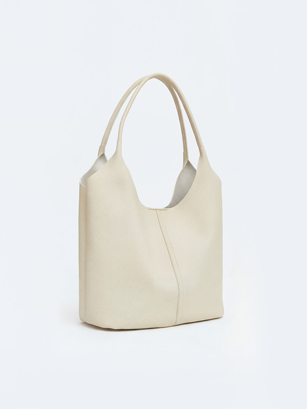 Bej Deri Görünümlü Kadın Omuz Çantası-1