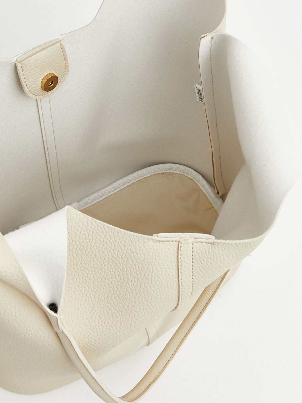 Bej Deri Görünümlü Kadın Omuz Çantası-3