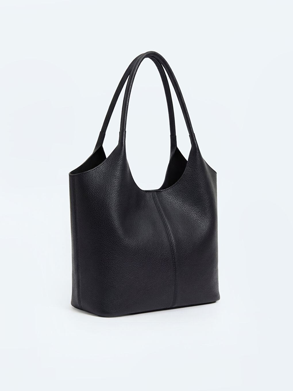 Siyah Deri Görünümlü Kadın Omuz Çantası-1