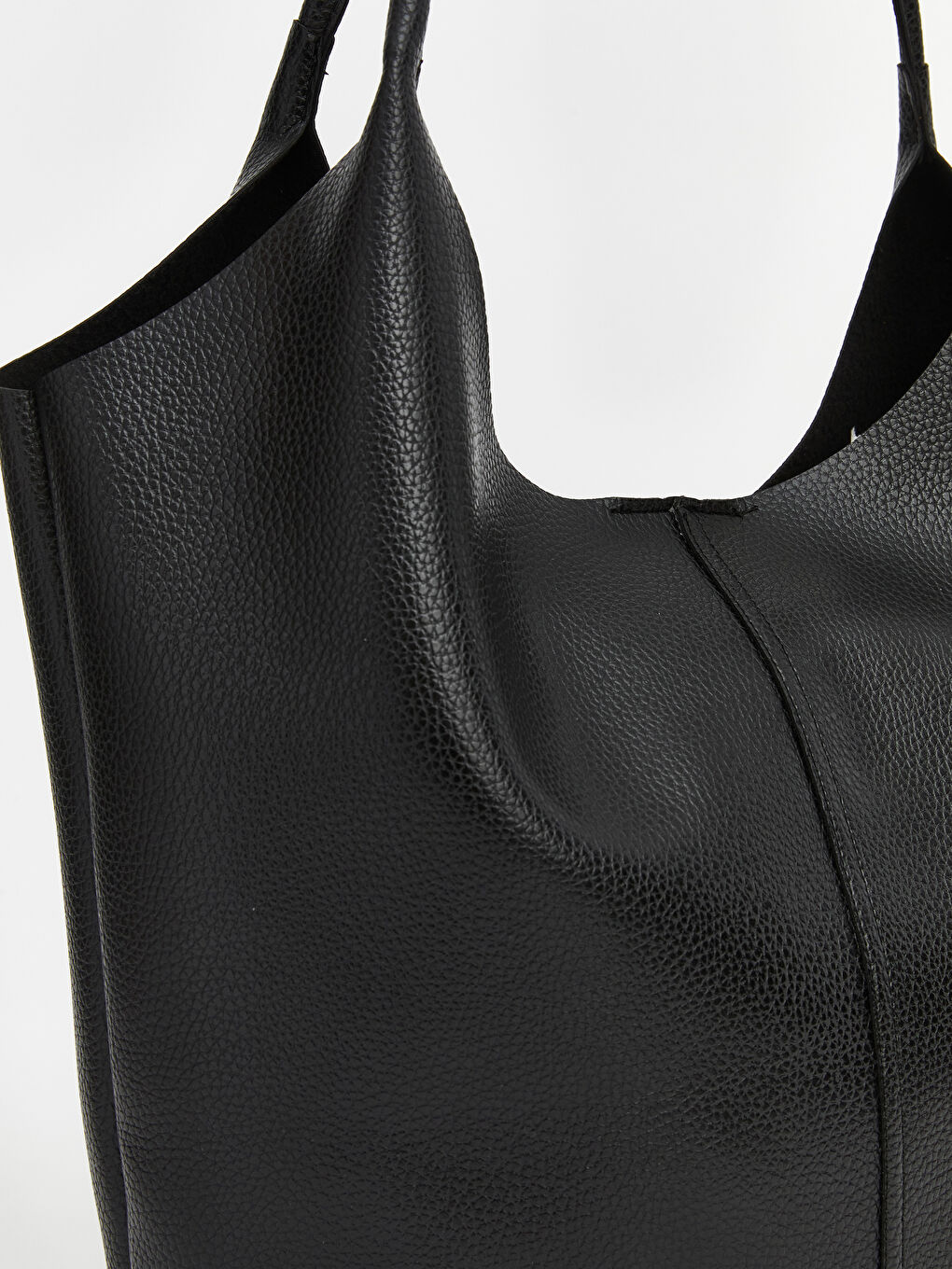 Siyah Deri Görünümlü Kadın Omuz Çantası-2