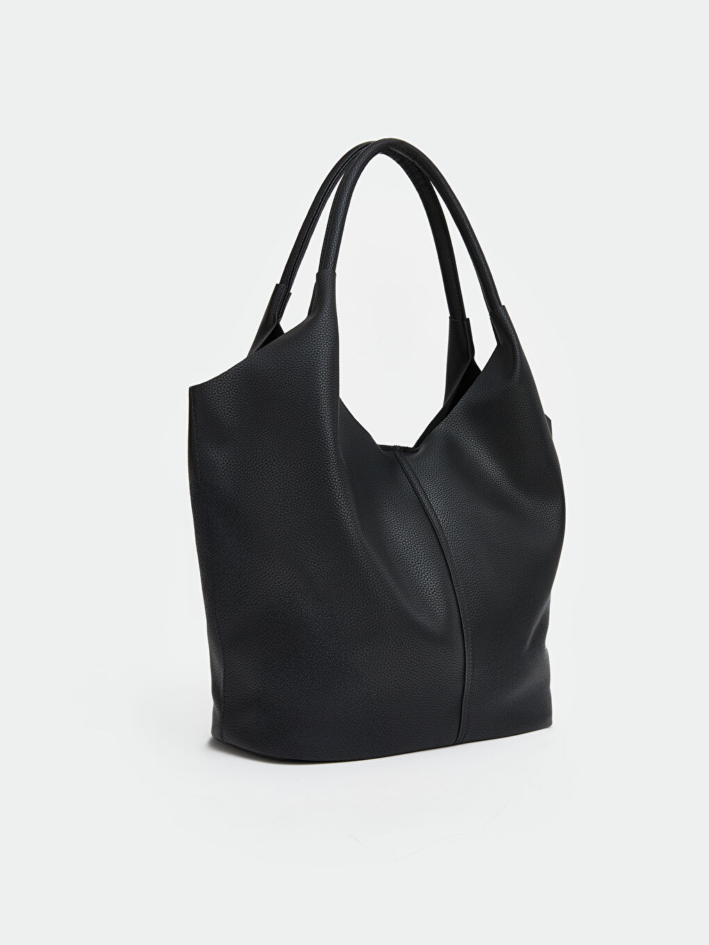 Siyah Deri Görünümlü Kadın Omuz Çantası-1