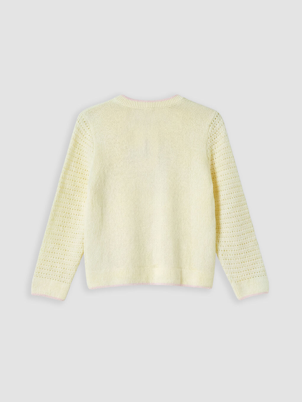 Sarı Ajurlu Kız Çocuk Triko Hırka-1