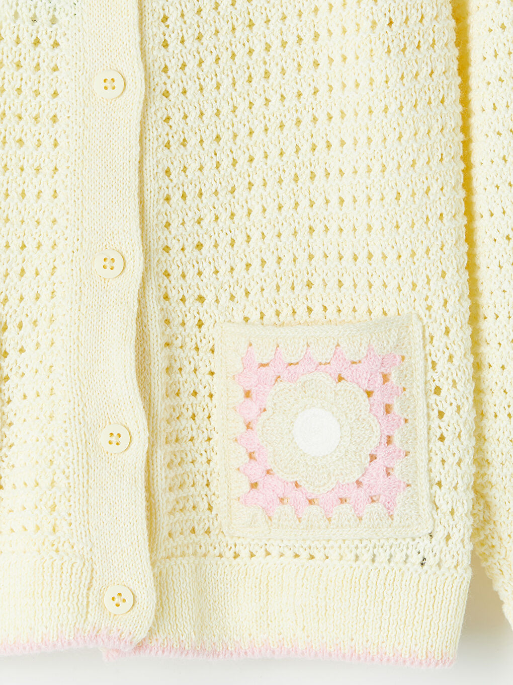 Sarı Ajurlu Kız Çocuk Triko Hırka-2