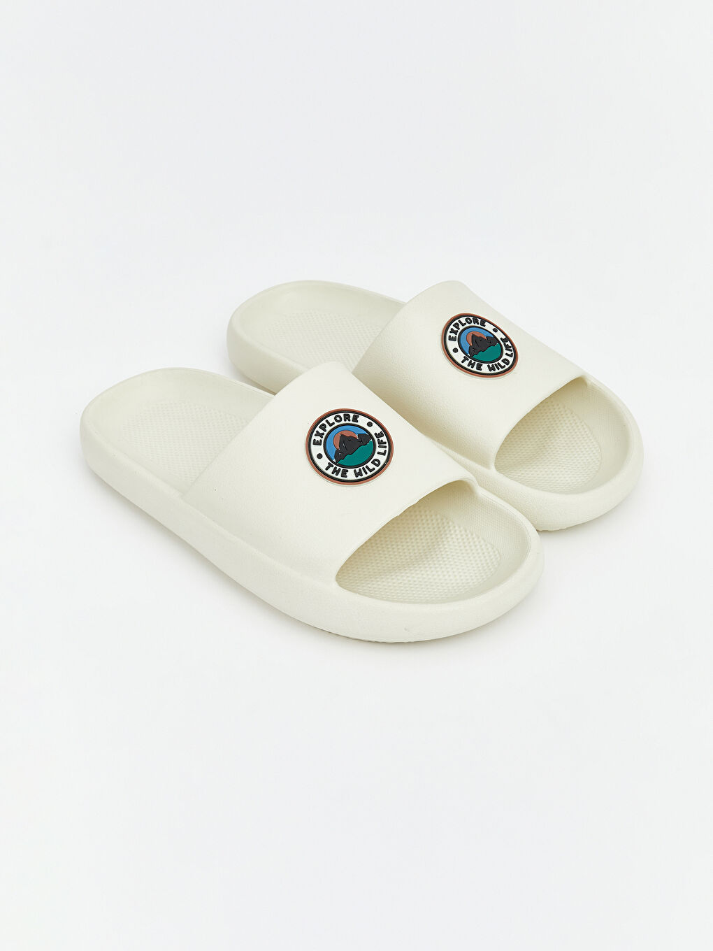 Bej Baskılı Tek Bantlı Erkek Terlik