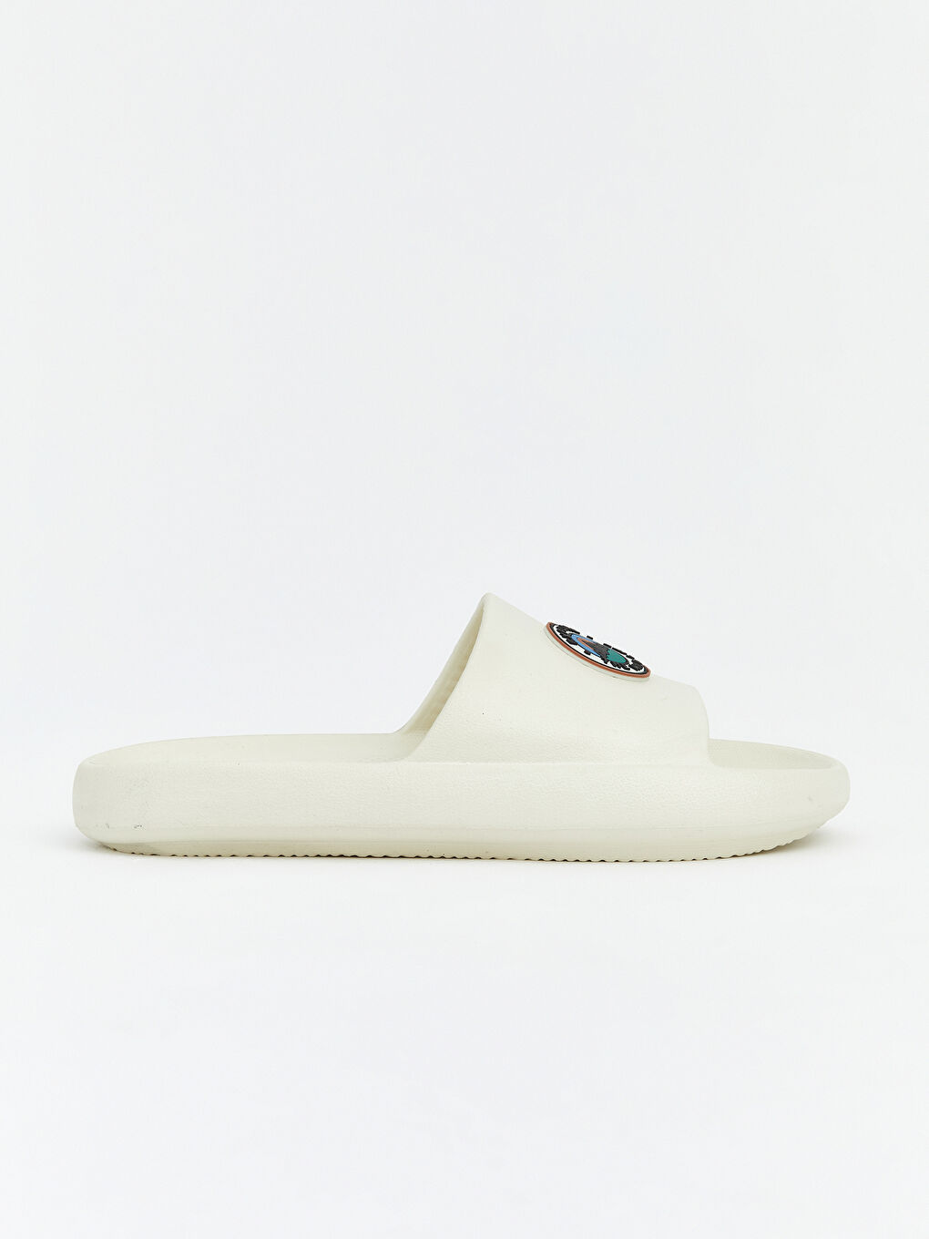 Bej Baskılı Tek Bantlı Erkek Terlik-1