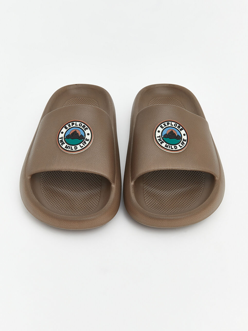 Kahverengi Baskılı Tek Bantlı Erkek Terlik-2