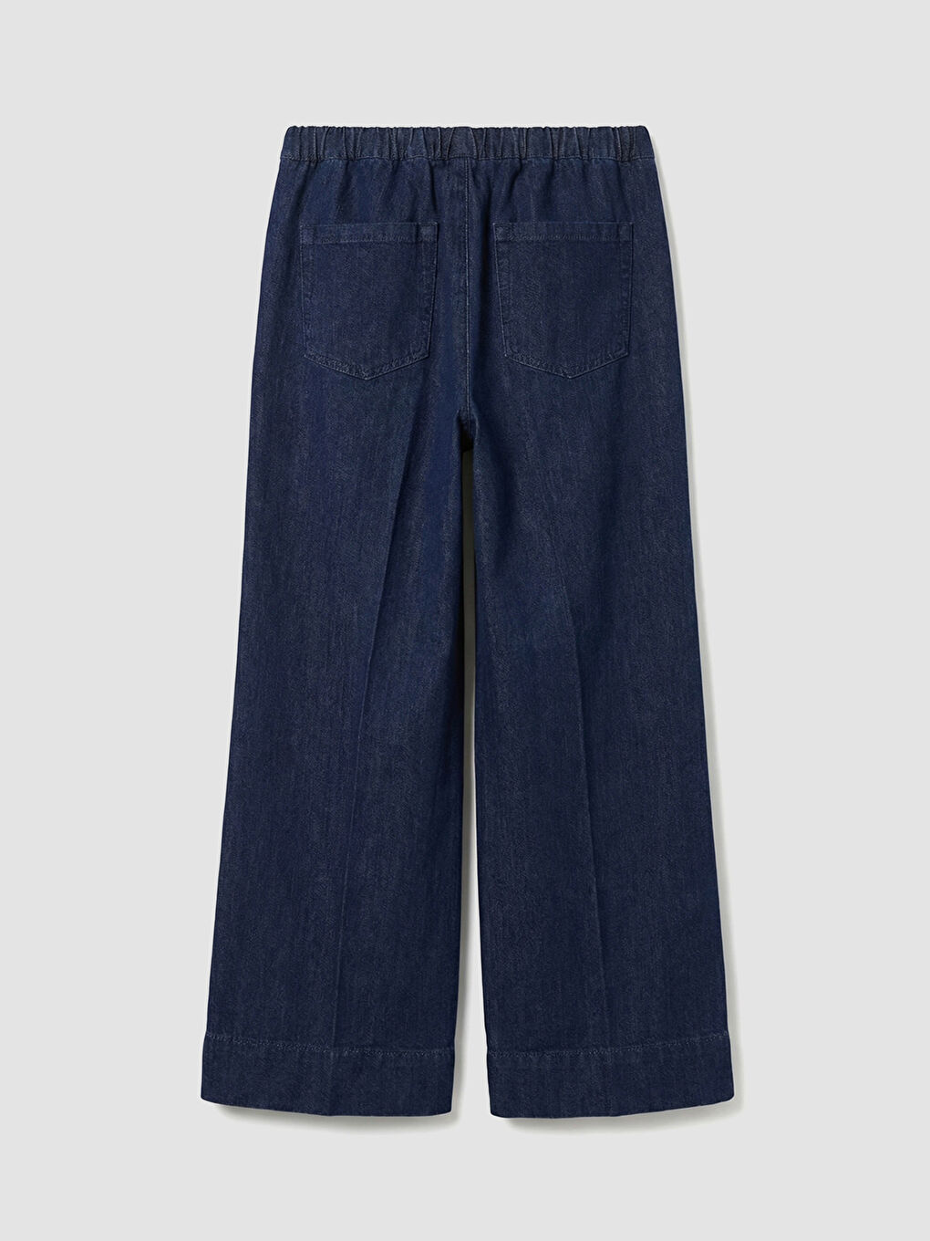 İndigo Beli Lastikli Wideleg Kadın Jean Pantolon-1