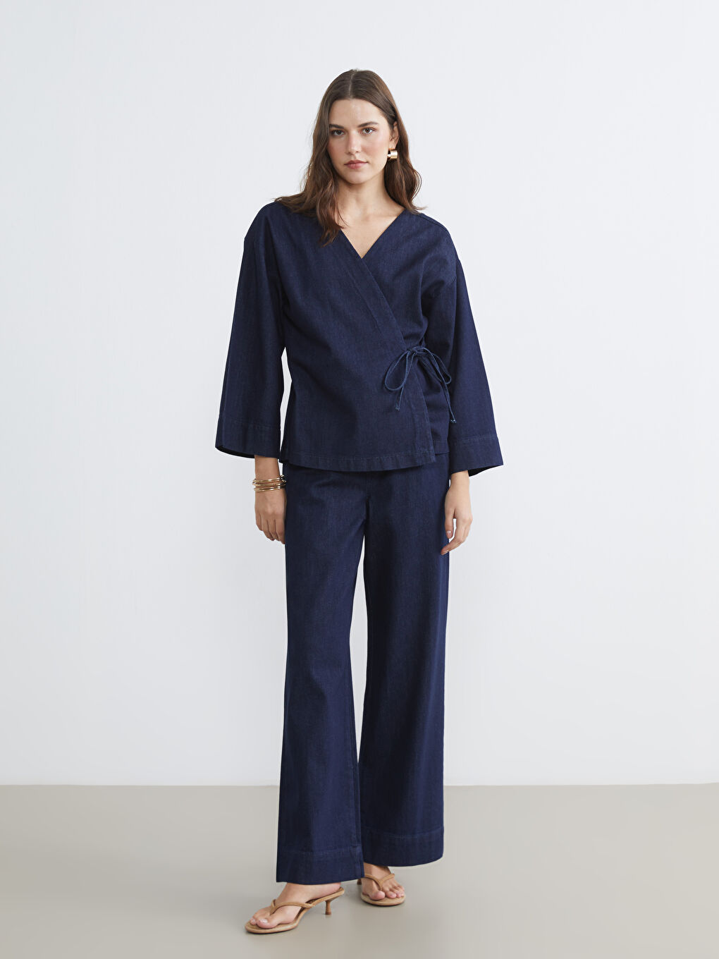 Women's Wrap-Front Denim Kimono-1