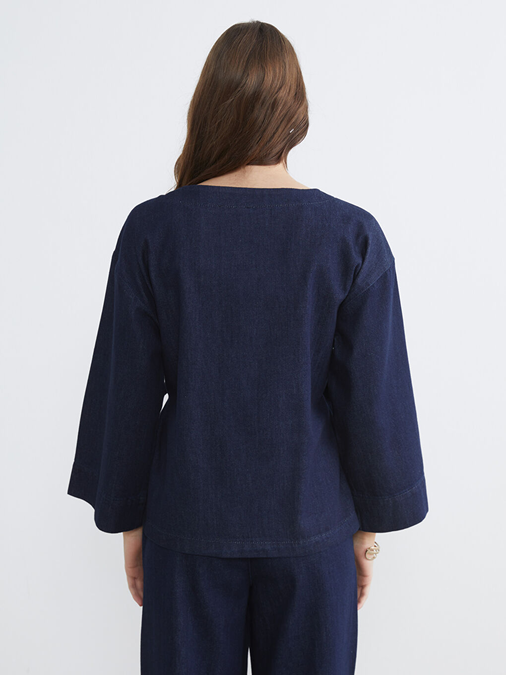 Women's Wrap-Front Denim Kimono-3