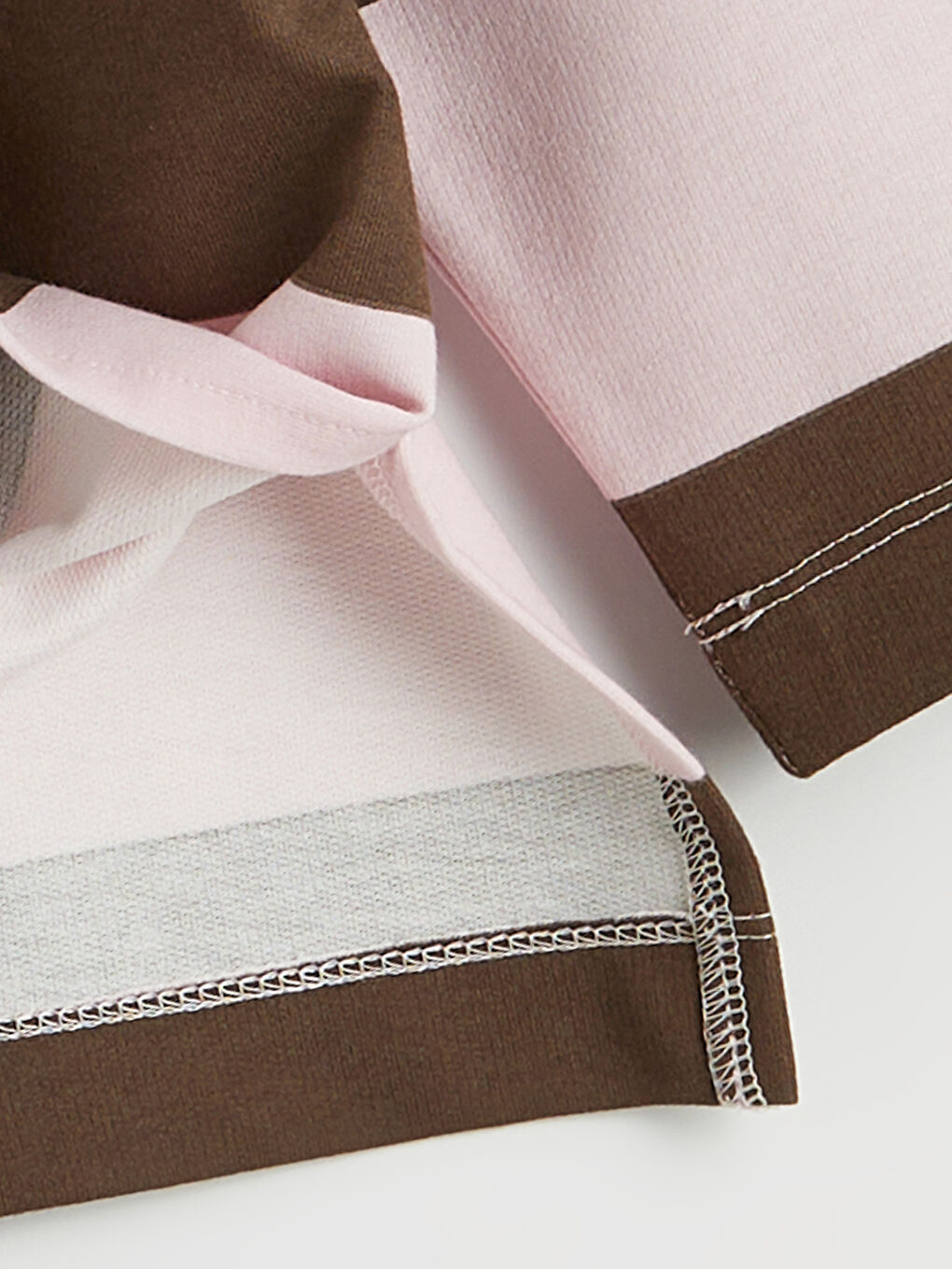 Pembe Polo Yaka Çizgili Oversize Kadın Sweatshirt-2