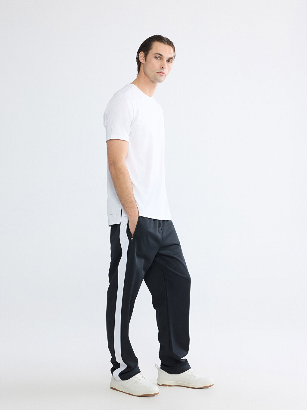 Siyah Loose Fit Şeritli Erkek Eşofman Altı