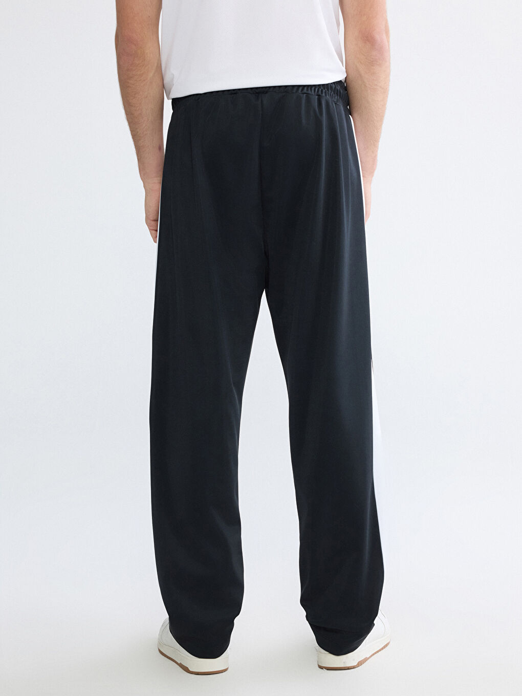 Siyah Loose Fit Şeritli Erkek Eşofman Altı-3