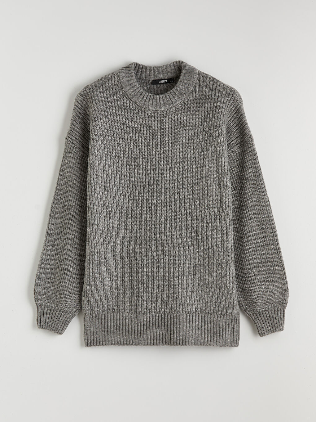 Antrasit Bisiklet Yaka Oversize Kadın Triko Kazak-4