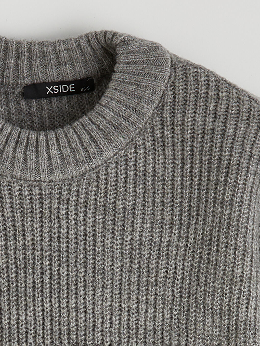 Antrasit Bisiklet Yaka Oversize Kadın Triko Kazak-5