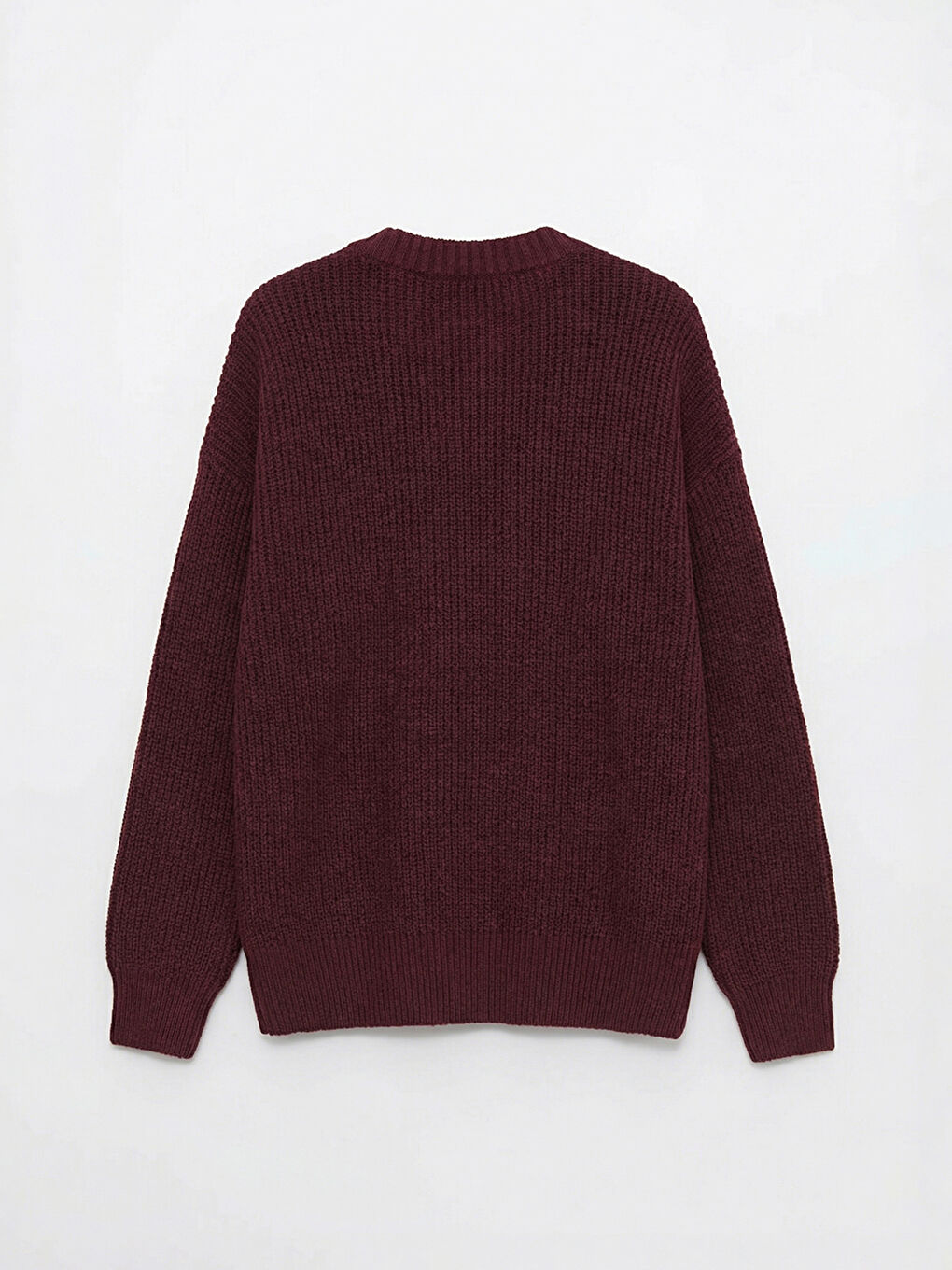 Bordo Bisiklet Yaka Oversize Kadın Triko Kazak-5